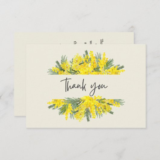 黄色のフローラフレーム悔やみや弔慰サンキューカード ノートカード (正面/裏面)