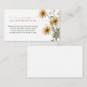 黄色のフローラブライダルシャワーレシピ要求 エンクロージャーカード (正面/裏面)