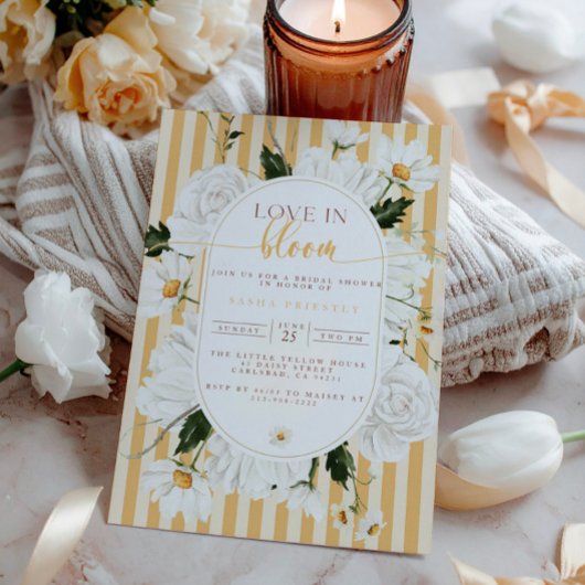 黄色のフローラブライダルシャワー招待 招待状
