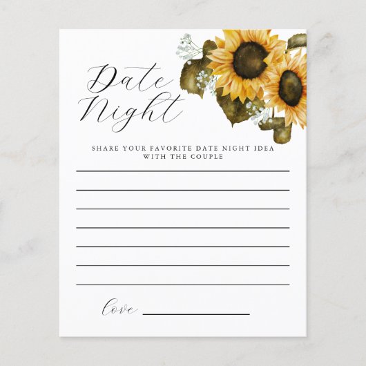 黄色のフローラブライダルシャワー日付の夜アイディア (正面)