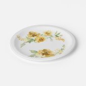 黄色のフローラプレート緑と黄色の花の装飾 ペーパープレート (アングル)