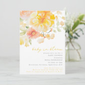 黄色のフローラベビーで開花夏の赤ちゃんシャワー 招待状 (スタンド正面)
