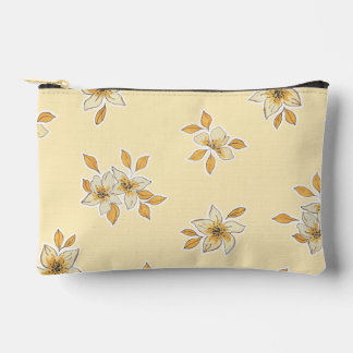 黄色のフローラメイクアップ/化粧品バッグ アクセサリーポーチ