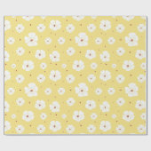 黄色のフローララッピング紙 ラッピングペーパー (フラット)