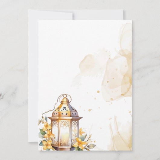 黄色のフローラランタンの秋の結婚式日付の保存 セーブザデート (裏面)