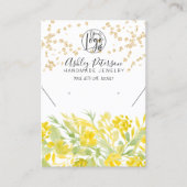 黄色のフローラロゴ金ゴールドジュエリーイヤリングのネックレス 名刺 (正面)