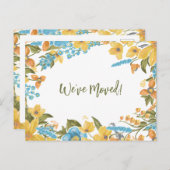 黄色のフローラ引っ越しました新しいホームのお知らせ ポストカード (正面/裏面)