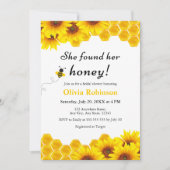 黄色のフローラ彼女は彼女のハニーブライダルシャワーを見つけた 招待状 (正面)