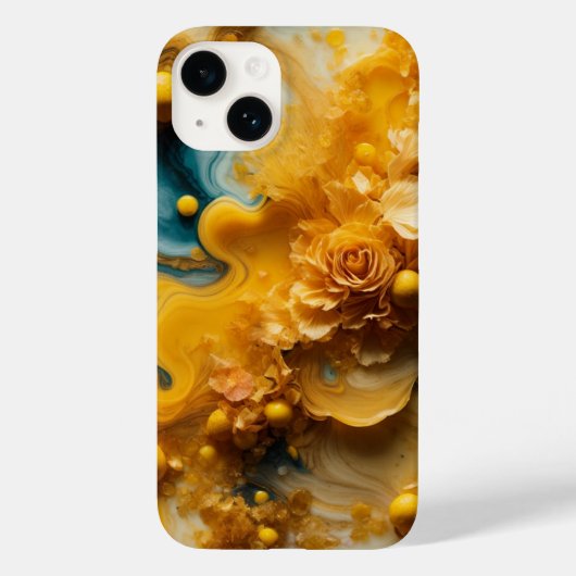 黄色のフローラ抽象芸術壁紙 Case-Mate iPhoneケース (裏面)