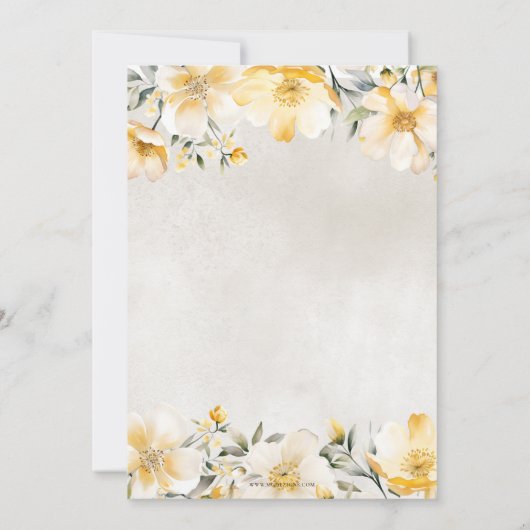 黄色のフローラ男女兼用ティーベイビーシャワー 招待状 (裏面)