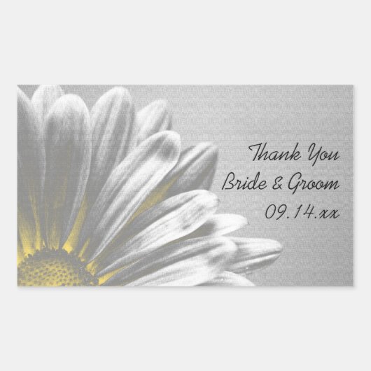 黄色のフローラ結婚ハイライトラベル 長方形シール (正面)