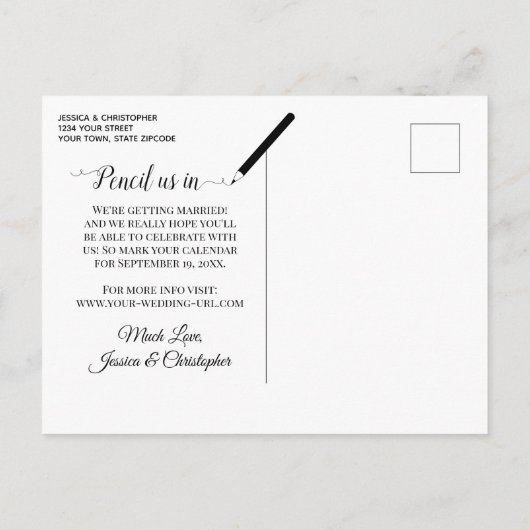 黄色のフローラ結婚式の日付の書道を保存 案内ポストカード (裏面)