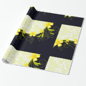 黄色のフローラ背景の折り返し紙 ラッピングペーパー (アンロールド)