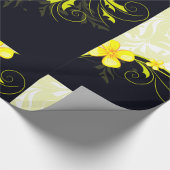 黄色のフローラ背景の折り返し紙 ラッピングペーパー