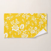 黄色のフローラ背景の白春 バスタオルセット (ハンドタオル)
