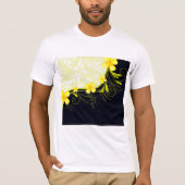 黄色のフローラ背景メニューTシャツ Tシャツ (正面)