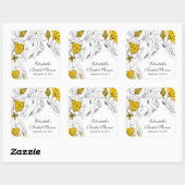 黄色のフローラ花ブライダルシャワーお気に入りシール スクエアシール (シート)