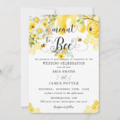 黄色のフローラ蜂蜜の蜂の巣を意図したシック結婚 招待状 (正面)