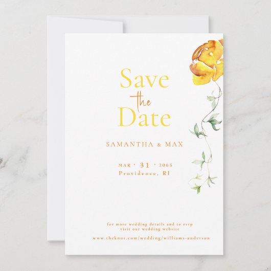 黄色のフローラ2つの米国の写真の日付を保存 セーブザデート (正面)