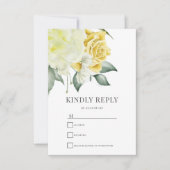 黄色のフローラ |ウェディングRSVPカード 出欠カード (正面)