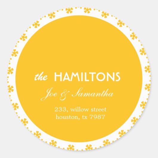 黄色のフローラ – ラベルを追加 ラウンドシール (正面)