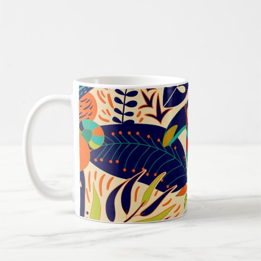 黄色のフローラ:明るい熱帯壁紙 コーヒーマグカップ (左)