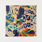 黄色のフローラ：明るい熱帯壁紙 タペストリー (正面(横))