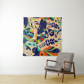 黄色のフローラ：明るい熱帯壁紙 タペストリー (インサイチュ(横))