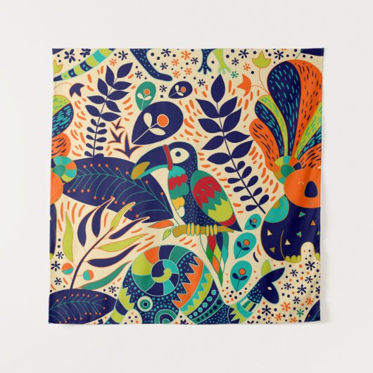 黄色のフローラ：明るい熱帯壁紙 タペストリー (正面)