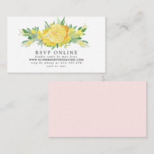 黄色のフローラRSVPオンライン結婚エンクロージャカード エンクロージャーカード (正面/裏面)
