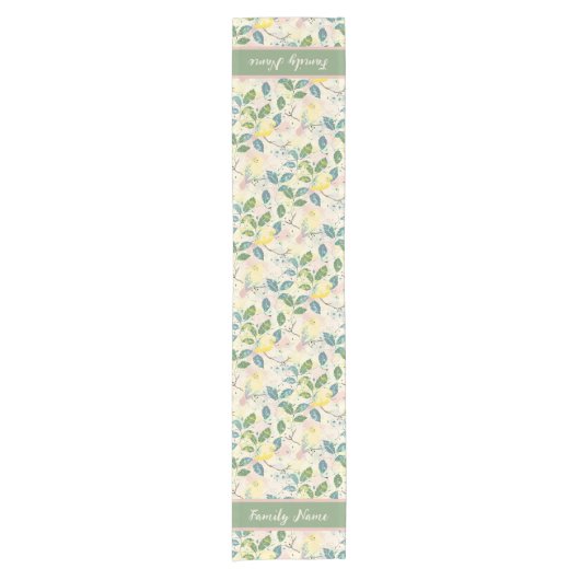 黄色のブデガー模様 ショートテーブルランナー (正面)