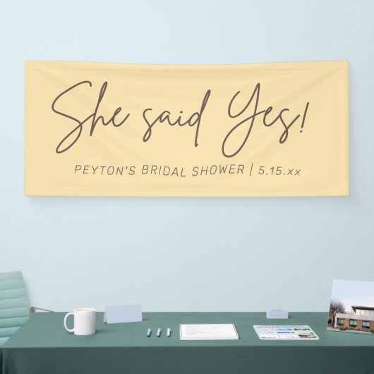 黄色のブライダルシャワー彼女はYes 横断幕 (トレードショー)