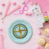 黄色のブリジッドのクロス（青） ペーパープレート (パーティー)