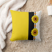 黄色のブロック色とフローラ クッション (ブランケット)