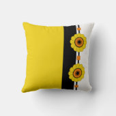 黄色のブロック色とフローラ クッション (裏面)