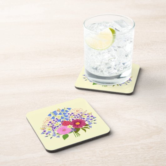 黄色のプラスチックの花束 コースター (右側)