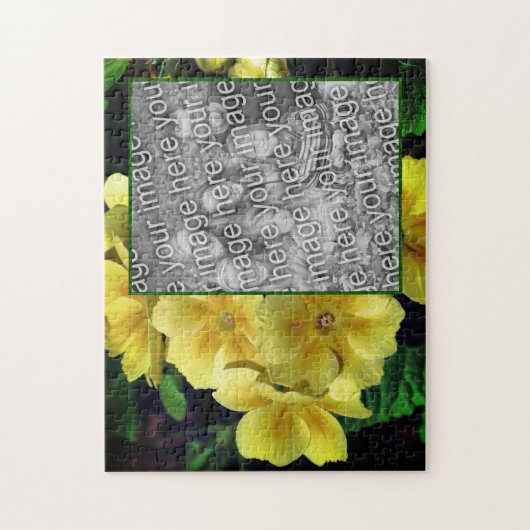 黄色のプリムローズの花あなたの写真を追加 ジグソーパズル (縦)