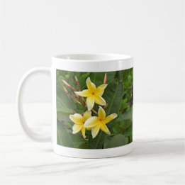 黄色のプルメリアのトロピカルフラワーフォトグラフィー コーヒーマグカップ