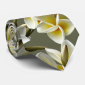 黄色のプルメリアの花トロピカル結婚ズ ネクタイ (ロール)
