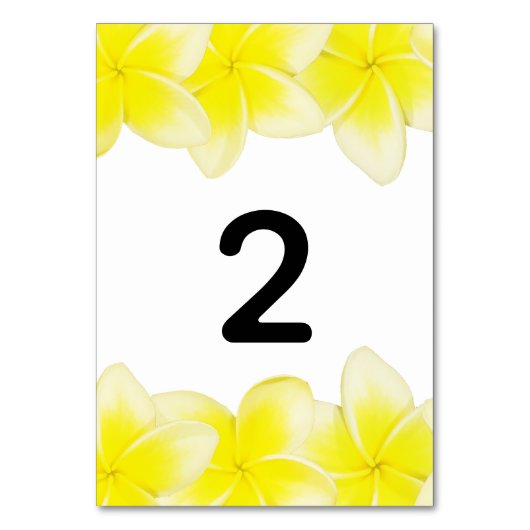 黄色のプルメリアフ結婚ランギパニのテーブル番号 テーブルナンバー (裏面)