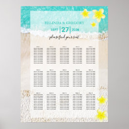 黄色のプルメリアフ結婚ランギパニの座席表 ポスター