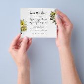 黄色のプルメリア予算の日付の結婚式カードを保存 チラシ (手)