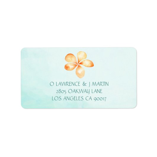 黄色のプルメリア島の水色 ラベル (正面)