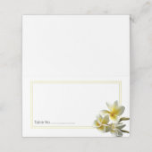 黄色のプルメリア立ちテーブル席カード プレイスカード (外部開封)