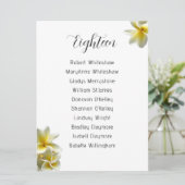 黄色のプルメリア結婚の座席番号リスト プログラム (スタンド正面)