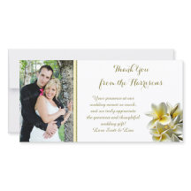 黄色のプルメリア結婚写真ありがとう