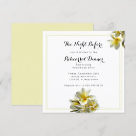 黄色のプルメリア リハーサル ディナー スクエア 招待状