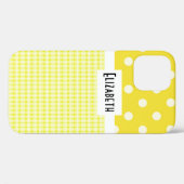 黄色のプレイドと水玉模様 Case-Mate iPhoneケース (裏面 (横))