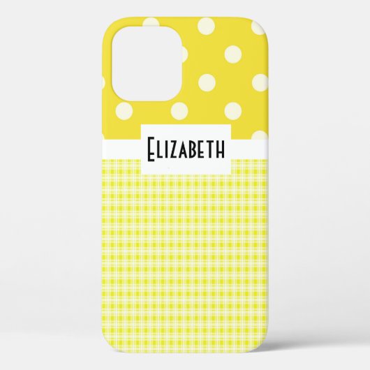黄色のプレイドと水玉模様 Case-Mate iPhoneケース (裏面)