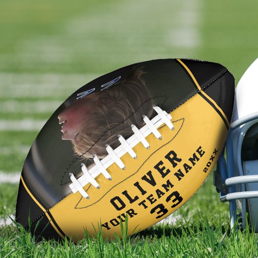 黄色のプレイヤー名番号チームフォト アメリカンフットボール